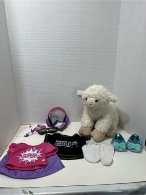 BUILD A BEAR Lamb plush with some clothes and accessories